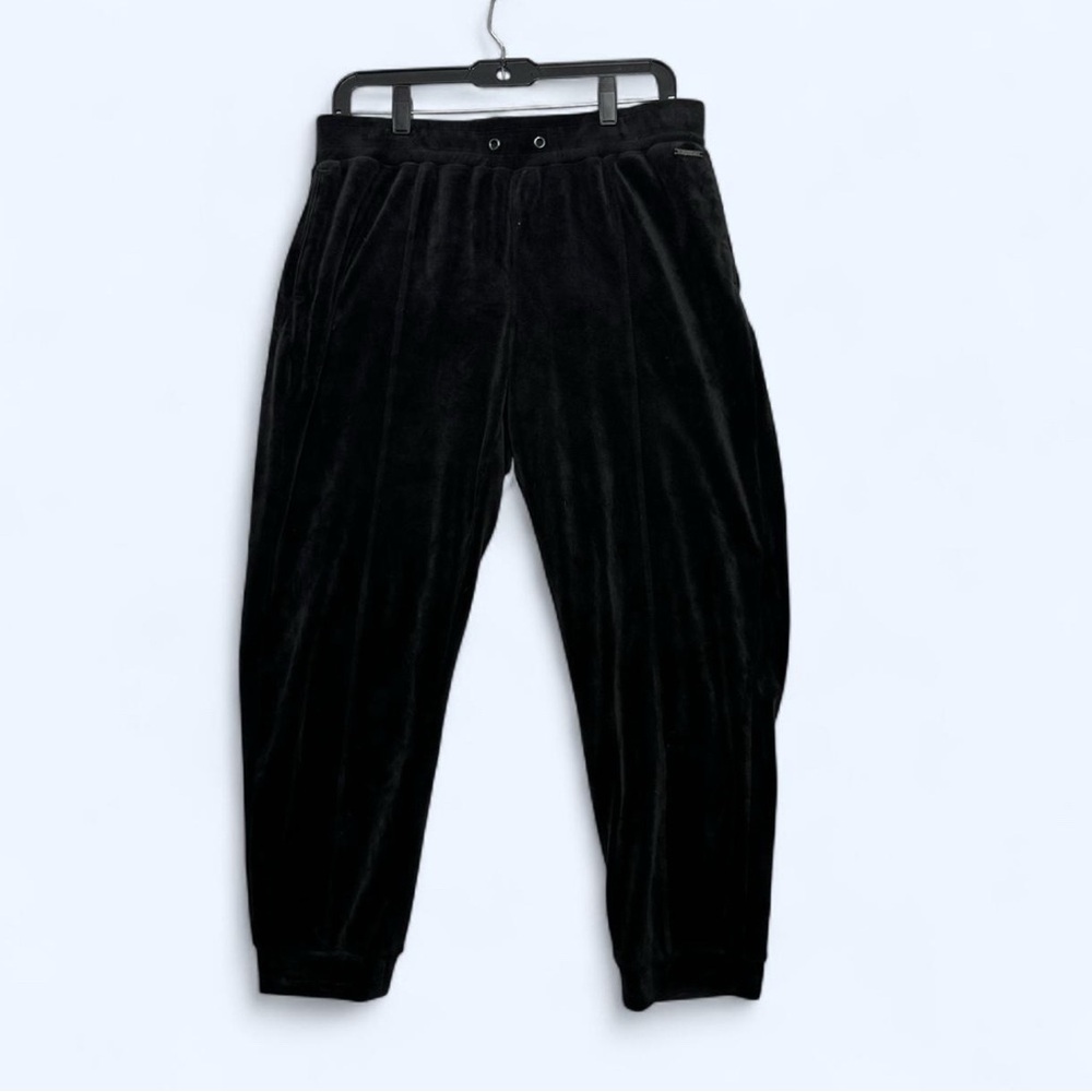 Nanette Lepore‎ Luxury Black Velvet Joggers Large Velour Athleisure Loungewear